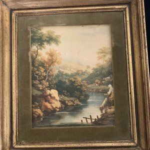 Vintage, Italian, Reofect Painting, Roman Ruins, Cignaroli, Gilded Velvet Frame